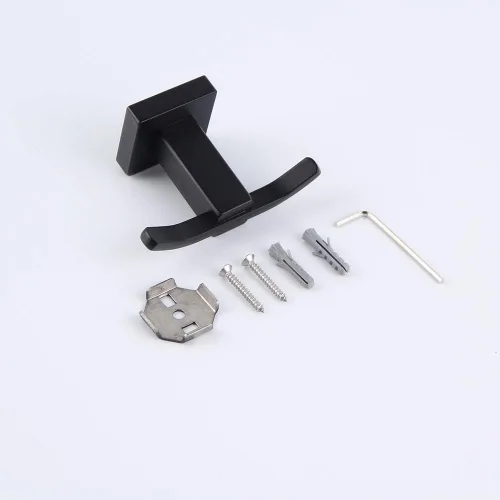 Miniatura 5 de GERZWY Gancho para ropa de baño, color negro mate, SUS 304, acero inoxidable, doble toalla/bata, gancho para ropa para baño, cocina, estilo hotelero