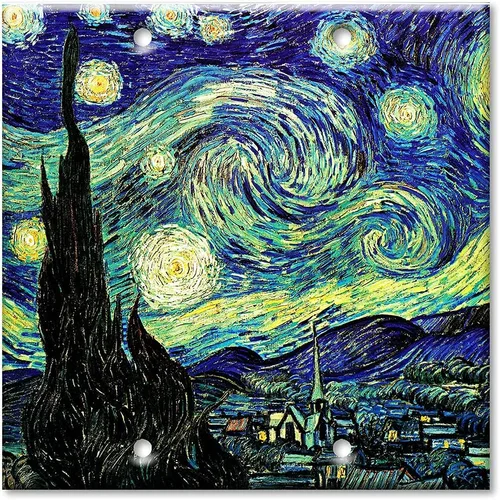 Miniatura 12 de Art Plates - Van Gogh: Placa de interruptor de noche estrellada - Palanca simple Single Toggle