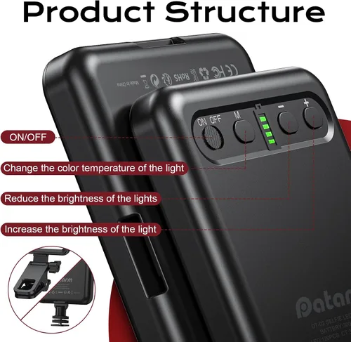 Miniatura 4 de Luz de Selfie Suave Recargable para Teléfono, Cámara, Portátil, Luz LED Portátil de Batería 4-14H para Fotos, Clip de Luz de Teléfono para Selfie