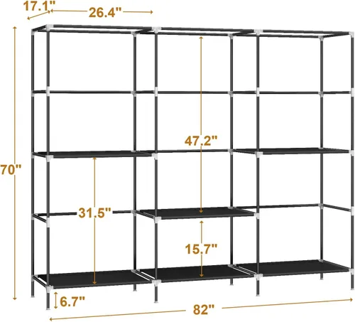 Miniatura 3 de MOGELAFOO Armario Ropero de 83", Armario Portátil para Dormitorio, Perchero Independiente con Cubierta de Tela No Tejida, 5 Varillas para Colgar, 6