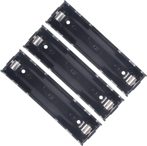 Miniatura 2 de DORHEA 18650 Soporte para batería con pasadores, 14 piezas, 1 ranura x 3.7 V, caja de almacenamiento de batería de plástico negro, caja de clip