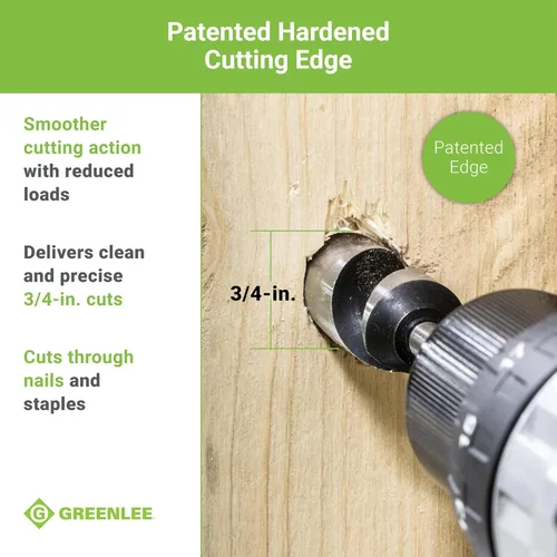 Miniatura 6 de Greenlee 66PT-3/4 - Broca para uñas con punta de tornillo de alimentación automática, broca de acero de 3/4 x 18 con vástago hexagonal de 7/16
