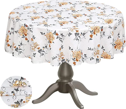 Miniatura 12 de RUVANTI Paño de Mesa Rectángulo de Lino de Algodón 72x54 Pulgadas, Borde Clásico, Resistente a Manchas, Paño Lavable Perfecto para Cubrir Mesa