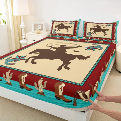 Miniatura 20 de Bonita sábana bajera ajustable para niños, tamaño individual, juego de ropa de cama rústica de pollo, decoración de dormitorio para niños y adultos