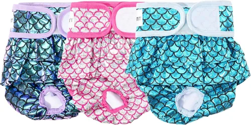 Miniatura 9 de Avont Paquete de 3 Pañales Lavables para Perras Hembras, Cubiertas de Pañales Reutilizables para el Período de Perritas en Ciclo de Celo