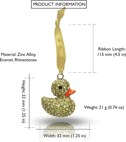 Miniatura 2 de Adorno navideño de cristal de pato de goma amarilla, adorno navideño de pato de goma brillante