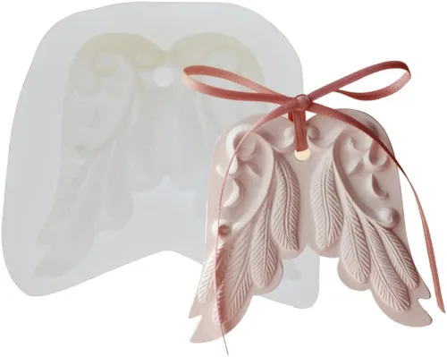 Cestony Molde de silicona de resina epoxi de alas de ángel para colgar en la pared, decoración de joyería, aromaterapia, yeso