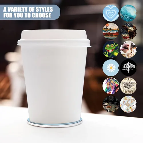 Miniatura 7 de Portavasos para automóvil, posavasos de cerámica absorbente con bandera estadounidense y águila, portavasos para bebidas, accesorios