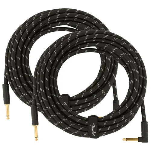 Miniatura 7 de Fender Cable de instrumentos de lujo de 10 pies, ángulo recto, tweed negro, paquete de 2