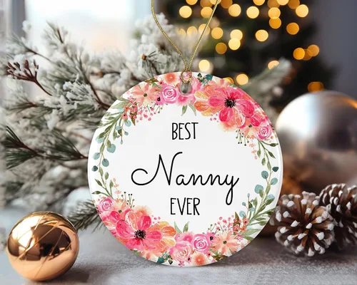 Miniatura 3 de Adorno de Navidad de flor de niñera, adorno de Navidad para niñera de hijo, hija, regalos de nana, adorno de Navidad impreso en ambos lados