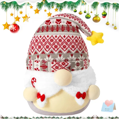 WEWILL Almohada de felpa suave de gnomo de Navidad de 12 pulgadas, animal de peluche para niños pequeños, niños y niñas pequeños (gris)