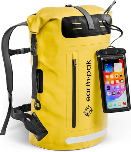 Miniatura 15 de Earth Pak Mochila impermeable - Mochila de senderismo resistente - Bolsa con cierre enrollable - Bolsa seca acolchada con carcasa impermeable