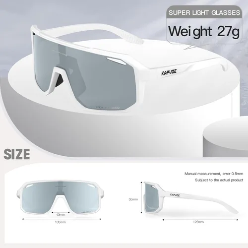 Miniatura 5 de KAPVOE Gafas de sol polarizadas para ciclismo, deportes, UV400, para correr, pesca, béisbol, para hombres y mujeres, K62 Blanco plateado
