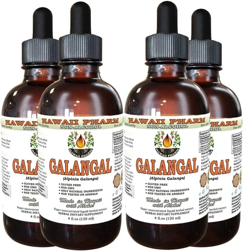 Miniatura 6 de Extracto líquido sin alcohol de raíz de galanga, orgánico orgánico Galangal (Alpinia Galangal) raíz seca glicerita Hawaii Pharm Suplemento herbario