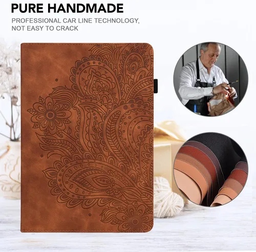 Miniatura 3 de Funda para Xiaomi Redmi Pad 10.61 Pulgadas 2022, Diseño En Relieve Pavo Real Floral PU Funda De Cuero Flip Stand Con Soporte De Bolígrafo Banda