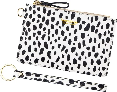 Miniatura 12 de Estuche Delgado para Tarjetas RFID para Mujer con Correa de Muñeca, Cartera con Cremallera para ID, Cartera de Cuero Pequeña, Monedero con Llavero