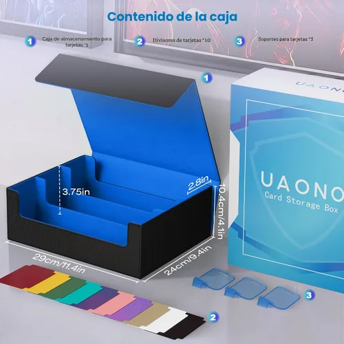 Miniatura 7 de Caja de almacenamiento de cartas UAONO para cartas de intercambio, estuche de cubierta de cartas PU de 1800+ para Commander, soporte de cartas