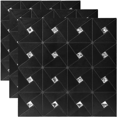Miniatura 12 de Art3d 10 láminas de azulejos adhesivos de mosaico metálico para decoración de pared de cocina, azulejos adhesivos de aluminio compuesto, diseño