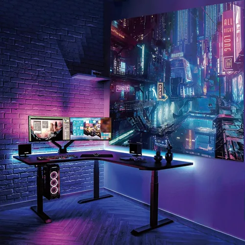 Miniatura 2 de Tapiz de Pared de Ciudad Anime Punk para Dormitorio, Tapices Japoneses Futuristas de Calle Nocturna de Neón Ciberpunk Estéticos, Fondo