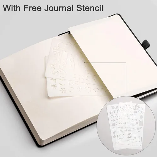 Miniatura 5 de EMSHOI - Cuaderno de puntos, 256 páginas A5, cuadrícula de puntos, papel grueso de 120gsm, 16 páginas perforadas, piel sintética suave, bolsillo