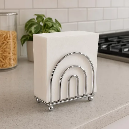 Miniatura 3 de Servilletas de papel dispensador de pañuelos para encimeras de cocina, mesa de comedor, mesa de picnic, uso interior y exterior, acabado cromado