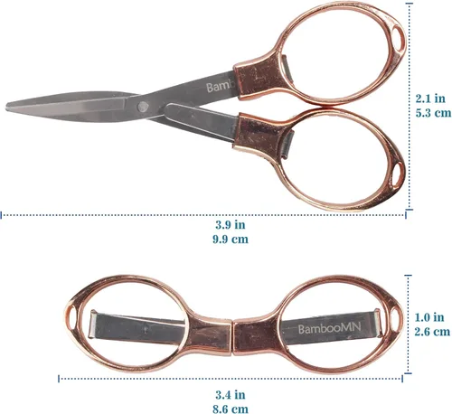 Miniatura 2 de JubileeYarn - Tijeras plegables de metal, oro rosa, 1 tijera