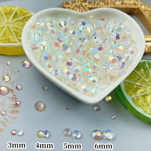 Miniatura 3 de Diamantes de imitación de resina con parte trasera plana, 10000 diamantes de imitación redondos de resina AB de 0.118 pulgadas para ropa, botellas