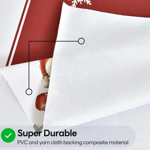 Miniatura 3 de Mantel de Navidad de vinilo resistente rojo de 54x54 pulgadas, mantel rectangular de Navidad, mantel de PVC reutilizable, impermeable, plegable