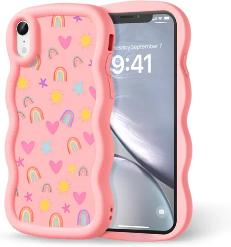 Miniatura 207 de Compatible con iPhone SE/8/7 Funda para Mujeres y Niñas, Marco Ondulado Rizado con Patrón Lindo, Estética Delgada Suave Silicona TPU Parachoques