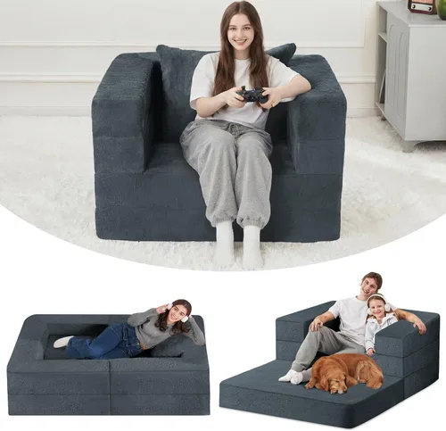 Miniatura 10 de Cama humana gigante para perro, cama 3 en 1 para perro de tamaño humano con funda de piel sintética lavable, cama grande plegable humana para Blanco