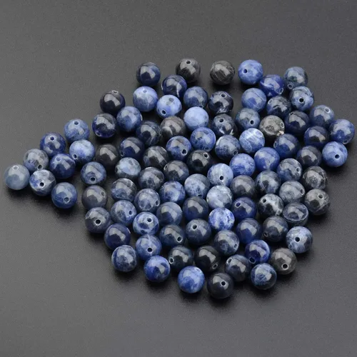 Miniatura 3 de Cuentas sueltas de 0.315 pulgadas/8mm de piedra natural redonda para hacer joyas con cordón elástico Sodalita azul