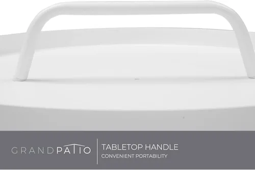 Miniatura 4 de Grand patio Mesa auxiliar para exteriores con asa, pequeña mesa auxiliar portátil, mesa auxiliar redonda de 17 pulgadas, color blanco Blanco