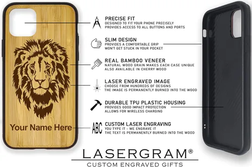 Miniatura 5 de Funda de madera natural compatible con iPhone, cruz celta, grabado personalizado incluido (bambú)