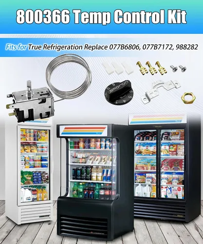 Miniatura 2 de 800366 Kit de control de temperatura para refrigeradores y congeladores comerciales verdaderos reemplazar 077B6806, 077B7172, 988282 Termostato