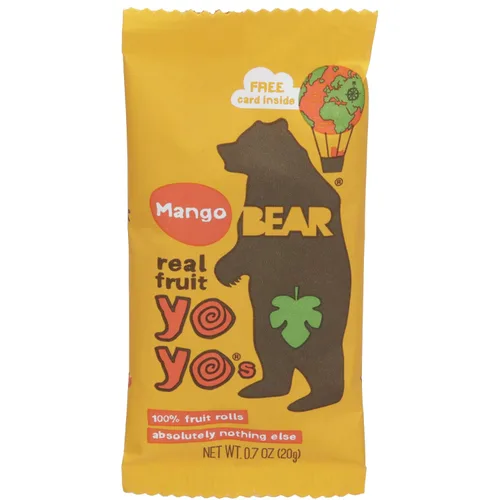 Bear Yoyo BEAR, Yoyos de fruta real, 0.7 onzas, sin azúcar añadido, totalmente natural, sin OMG, sin gluten, vegano, aperitivo saludable para niños