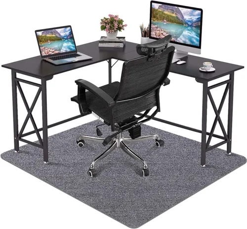Miniatura 8 de Tapete para silla de oficina, para suelos de madera dura, manta grande antideslizante y fácil de limpiar (negro, 48 x 36 pulgadas).