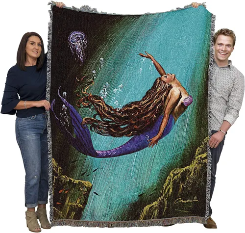 Miniatura 20 de Pure Country Weavers Brigid Ashwood - Manta de sirena con diseño de ruinas antiguas, manta tejida de algodón, hecha en los Estados Unidos