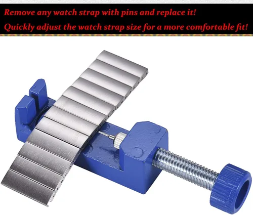 Miniatura 6 de Urtop Kit de extracción de correas de reloj, herramienta de reparación de extracción de correa de reloj con 12 pines adicionales para quitar