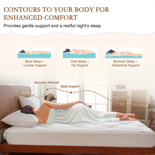 Miniatura 5 de YOUR MOON Funda para colchón de lana natural Queen – 450GSM Lana australiana orgánica, cubrecolchón acolchado con bolsillo de 40.64 cm de Blanco