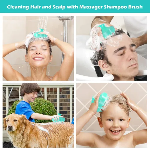 Miniatura 5 de URTHEONE Masajeador de Cuero Cabelludo Cepillo de Champú, Cepillo de Cabello de Silicona Suave para Cabello Húmedo, Seco, Graso, Rizado, Liso, Verde