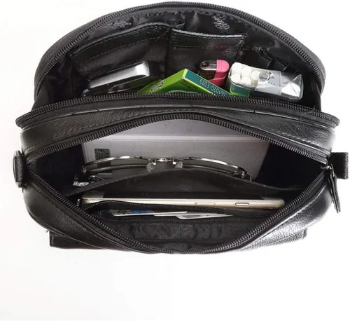 Miniatura 7 de Hebetag Cartera de cuero para hombre, organizador y bolso de muñeca