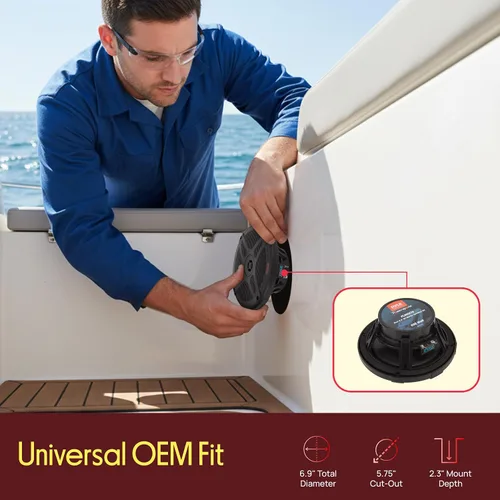 Miniatura 5 de Pyle PLMRKT8 - Kit de altavoces marinos duales de 6.5 pulgadas, resistente al agua con receptor de control remoto Bluetooth amplificado