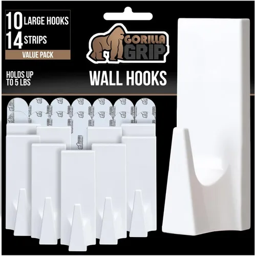 Miniatura 11 de GORILLA GRIP Ganchos de pared reutilizables resistentes para colgar, fácil de instalar, se pegan en el gancho adhesivo extraíble, sin daños