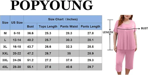 Miniatura 4 de POPYOUNG Women's Summer Casual 2 Piece Pajama Sets, Lounge Sleepwear Ladies Pjs Sets with Pockets