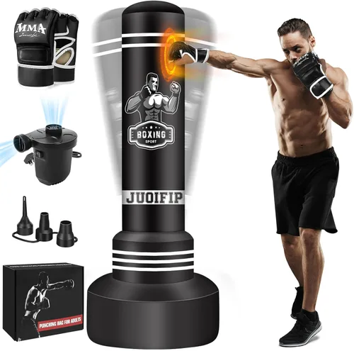 Freestanding Punching Bag for Adults, 70'' Boxing Bag with Stand Kicking Bag Heavy Bag with Boxing Gloves and Electric Air Pump, Women Men