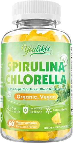 Miniatura 8 de Gomitas orgánicas de Spirulina Chlorella, mezcla de súper verduras con proteínas, clorofila, vitamina C, D3, B12, zinc, apoyan la energía diaria