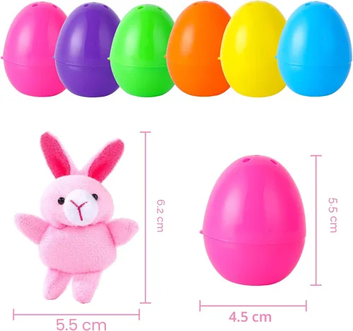 Miniatura 6 de Paquete de 24 huevos de Pascua rellenos con mini animales de peluche para niños, rellenos de cesta de Pascua, caza de huevos de Pascua, recuerdo