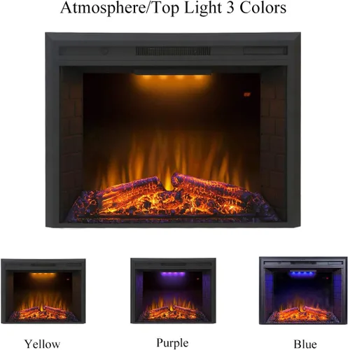 Miniatura 4 de Valuxhome 750 W/1500 W, Hogar eléctrico empotrado en la pared, con sonido a ramas ardiendo