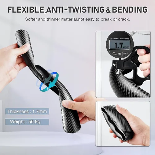 Miniatura 5 de Cartist Funda de volante de fibra de carbono, antideslizante, para hombres y mujeres, duradera, accesorio universal para automóvil (negro)