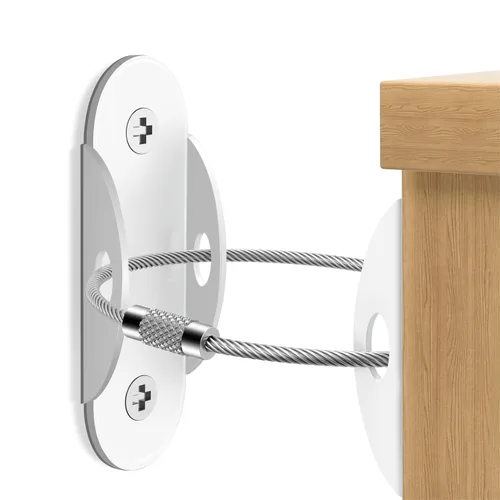 Miniatura 14 de RORMGO Anclajes para muebles, paquete de 10 anclajes antipunta para muebles a prueba de bebés, correas de anclaje de pared de metal extra fuertes